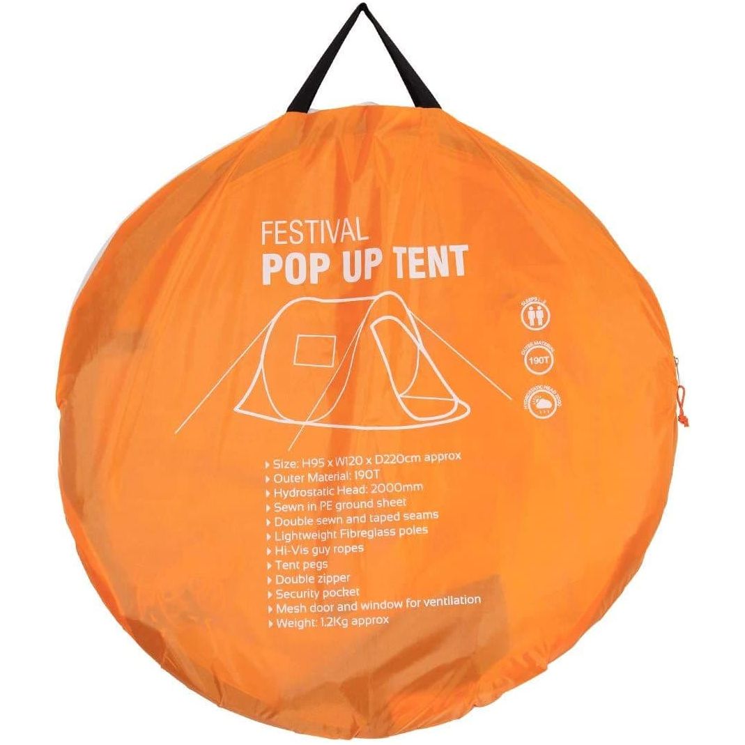 Milestone Camping 2 Man Festival Pop Up Tent Orange and Grey