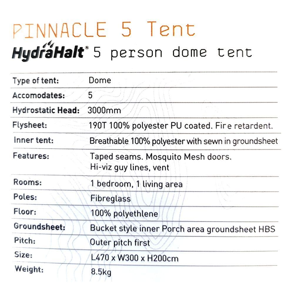 Summit Pinnacle Hydrahalt 5 Person Full Height Tent