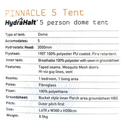 Summit Pinnacle Hydrahalt 5 Person Full Height Tent